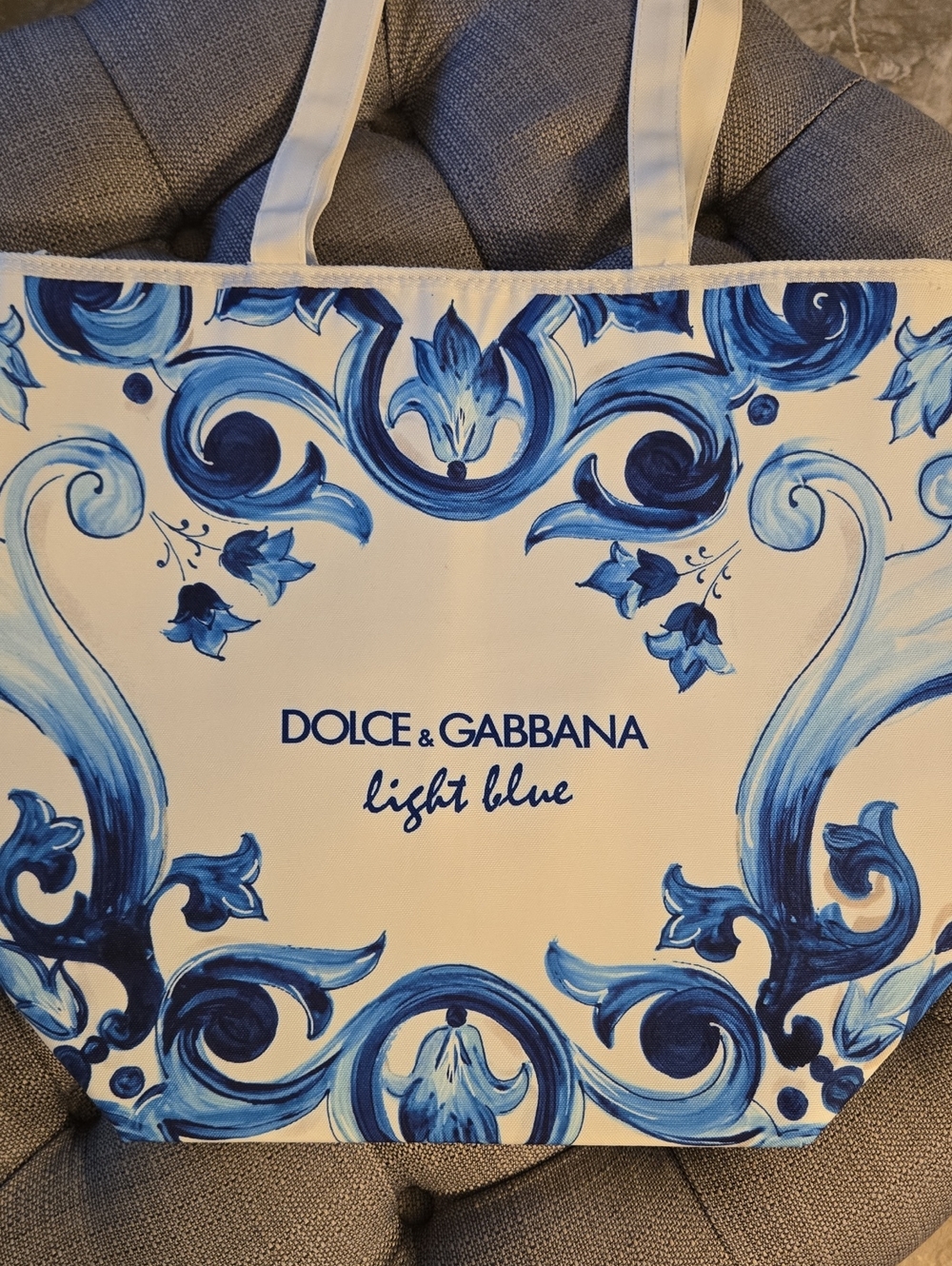 Dolce & Gabbana Cooler Tote with Blue Scroll Floral Print